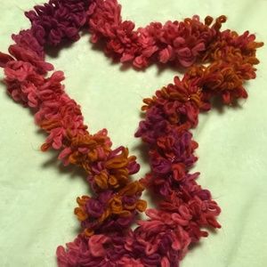 Variegated Pink and OrangHandmade Loopy Scarf NWOT